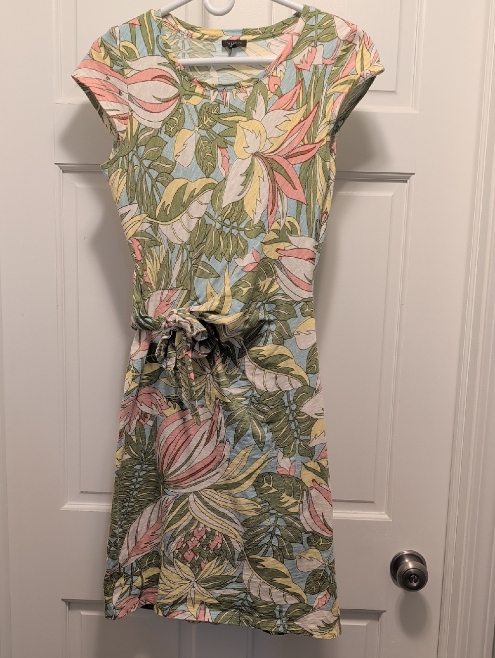 Talbots Pastel Floral Tie-Waist Midi Dress